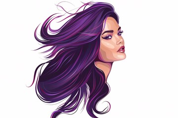 a woman with long purple hair