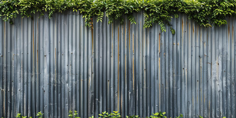 Obraz premium Corrugated metal fencing for an industrial look, providing durability and a unique appearance around the home's perimeter