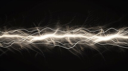 Lightning abstract wave background. Glowing electric lines on black background