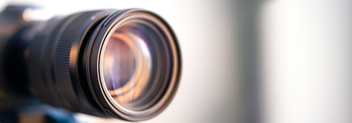 Close up lens of a professional lens for a digital camera. - obrazy, fototapety, plakaty