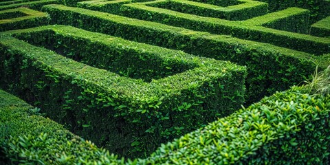 Green hedge maze incorporating a hidden fence