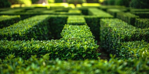 Green hedge maze incorporating a hidden fence