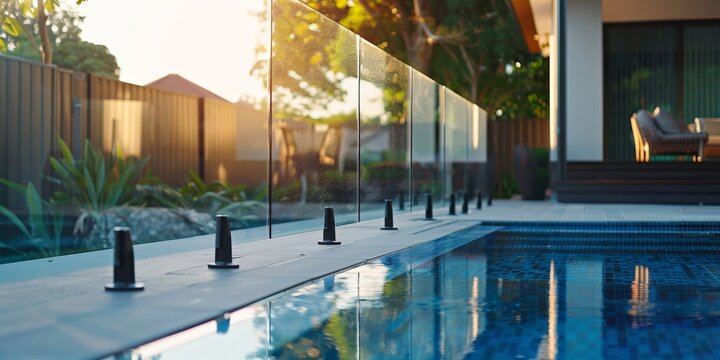 Glass barrier panels close up