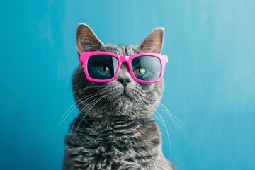 a cat wearing pink sunglasses