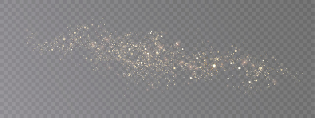 Light effect with lots of glittery highlights, bokeh effect shining on transparent background for christmas new year design. And illustrations. Vector