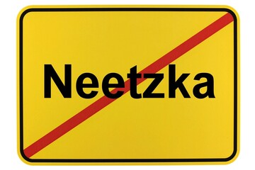 Illustration eines Ortsschildes der Gemeinde Neetzka in Mecklenburg-Vorpommern