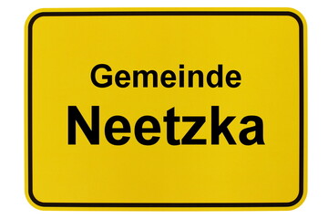 Illustration eines Ortsschildes der Gemeinde Neetzka in Mecklenburg-Vorpommern