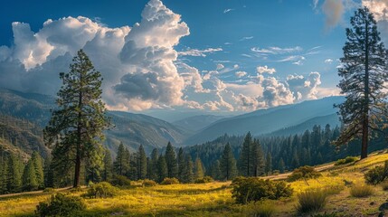 panorama of the mountains in autumn