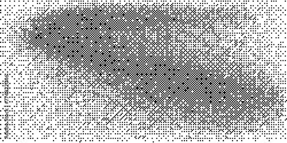Poster halftone faded gradient pixelated texture. grunge halftone bitmap background. white and black square