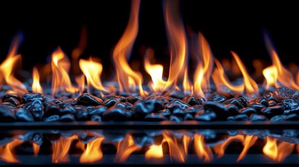 Close-Up of Fire Against Black Background