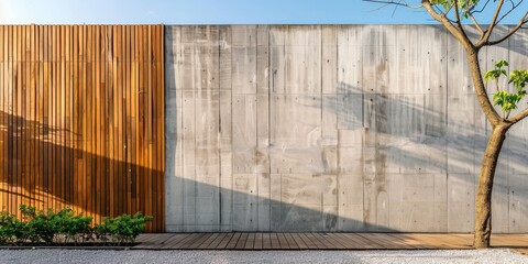 Polished Concrete Wall with wooden accents