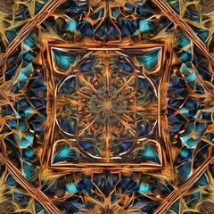 A kaleidoscopic pattern of repeating shapes and colors2
