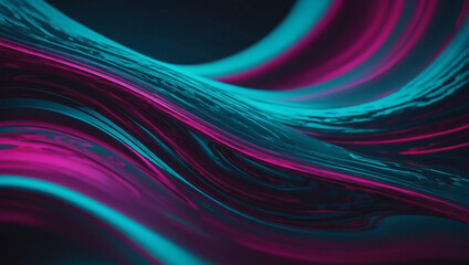 Abstract cyan and magenta liquid wavy shapes futuristic banner. Glowing retro waves vector background.