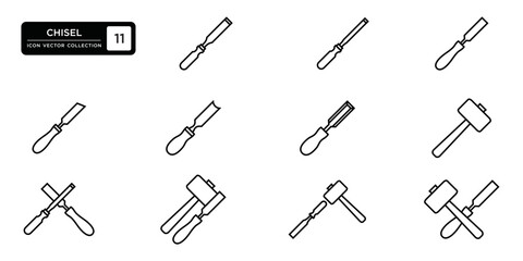 Chisel icon collection, vector icon templates editable and resizable