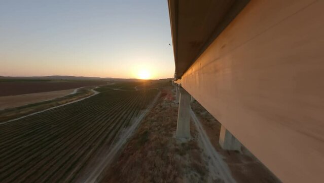 FPV aerial video on the Modi'in railway bridge, Israel