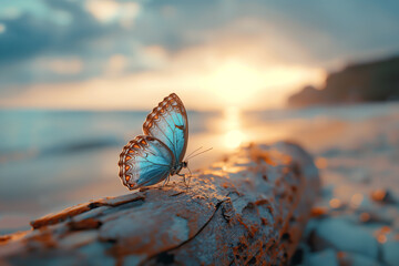 Obraz premium Blauer Schmetterling