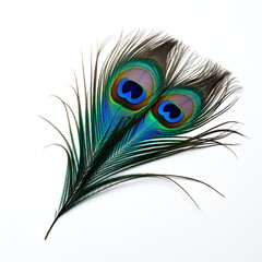 Obraz premium peacock feather on a white background сreated with Generative Ai