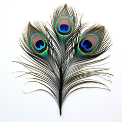 Obraz premium peacock feather on a white background сreated with Generative Ai