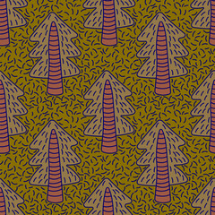 Spruce forest. Seamless background for fabrics, textiles, packaging and wallpaper. Vector illustration.