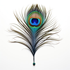 Obraz premium peacock feather on a white background сreated with Generative Ai