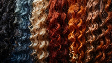 Backdrop silky curly colorful rainbow wavy wig hair weave swatch grey blonde brunette auburn shiny color dye tone samples chart beauty hairdresser beauty salon stylist hairstyle wave haircare natural