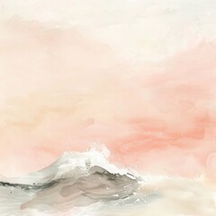 A background of delicate cream and pink watercolor strokes that evokes the tranquil serenity of an...