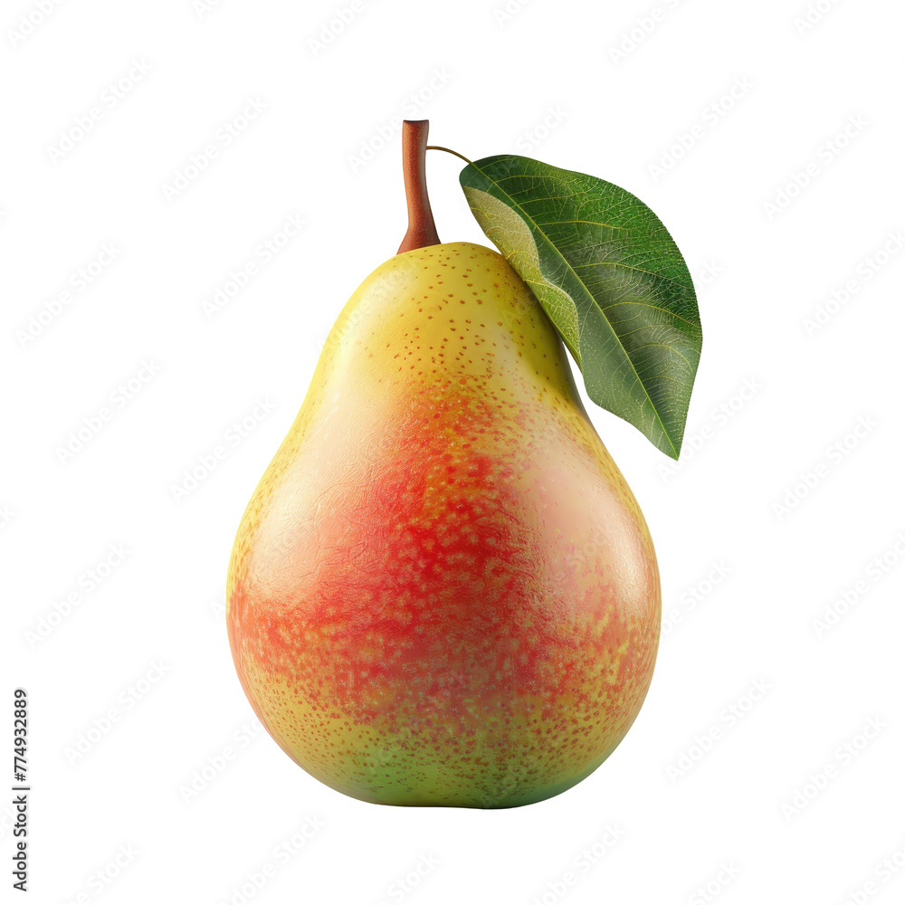 Poster pear with a leaf on a transparent background