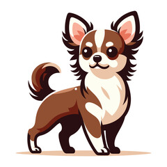 Obraz premium Cute chihuahua dog full body flat design illustration, standing purebred chihuahua doggy, funny adorable pet animal vector template isolated on white background