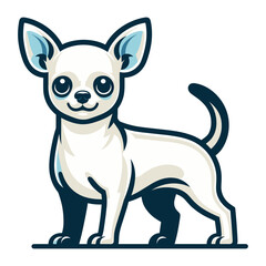 Cute chihuahua dog full body flat design illustration, standing purebred chihuahua doggy, funny adorable pet animal vector template isolated on white background