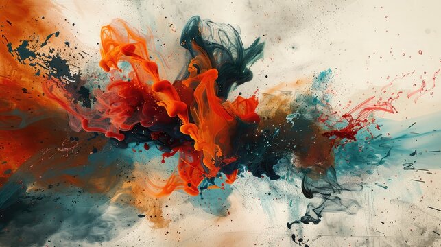 Ink paint splash,background with color water ,Abstract fantastic colorful jellyfish for elegant artwork. Elegant modern wallpaper
