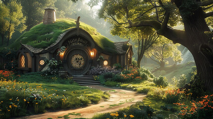 A winding path leading to the quaint circular house, inviting exploration.