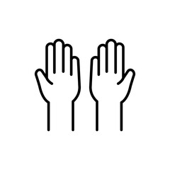 Obraz premium Praying hand outline icons, minimalist vector illustration ,simple transparent graphic element .Isolated on white background