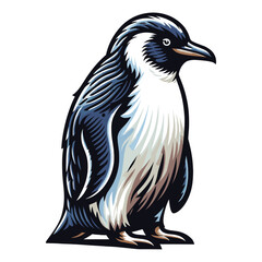 Obraz premium Cute penguin full body design illustration, Antarctic south pole bird animal icon, zoology element illustration, cartoon vector template isolated on white background