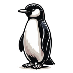 Cute penguin full body design illustration, Antarctic south pole bird animal icon, zoology element illustration, cartoon vector template isolated on white background