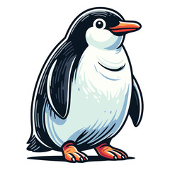 Fototapeta premium Cute penguin full body design illustration, Antarctic south pole bird animal icon, zoology element illustration, cartoon vector template isolated on white background