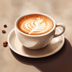 a cup of coffe pastel background, hyper realistic сreated with Generative Ai