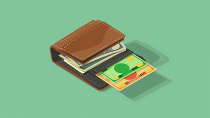 Minimalist illustration of a wallet with cards and cash, symbolizing personal finance management