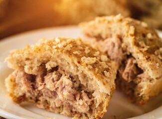 Tuna Sandwich. Traditional New York Healthy Street Food Lunch.