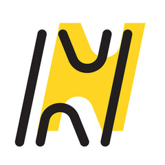 Yellow line Font Alphabet text design.