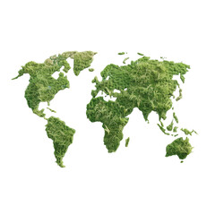 A close up of a map of the world made of lettuce