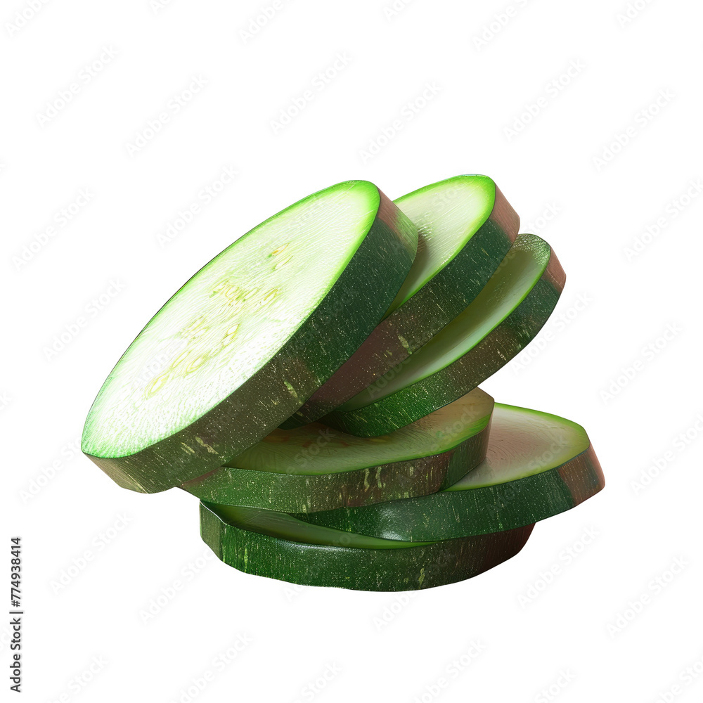 Poster cucumber slices on a transparent background
