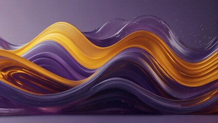 Abstract lavender and amber liquid wavy shapes futuristic banner. Glowing retro waves vector background.