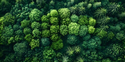 Aerial view of reforestation areas symbolizing positive climate change efforts. Concept Climate...