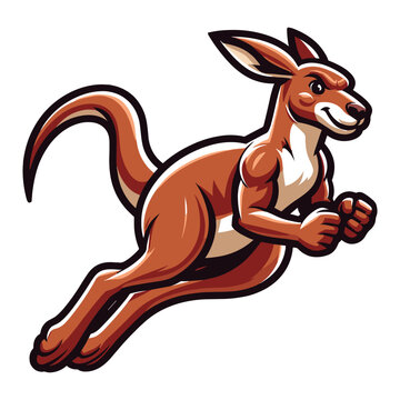 Cute kangaroo full body mascot cartoon character design illustration, funny adorable Australian mammal animal vector template isolated on white background