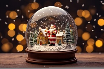 a snow globe with a santa claus and a house