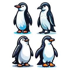 Cute cartoon penguin mascot character design illustration, bird of Antarctica animal icon, south pole animal illustration, vector template isolated on white background