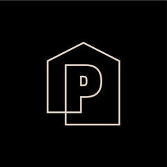 p Letter House Monogram Home mortgage architect architecture logo vector icon illustration - 774942415