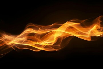 Bright dynamic fire flames isolated on black background - Abstract heat concept