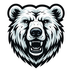 Fototapeta premium Wild polar bear head face design illustration, zoology element illustration, arctic north pole animal icon, vector template isolated on white background