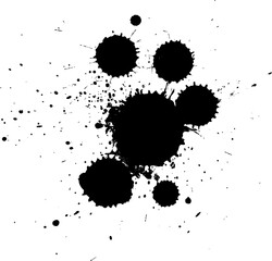 black ink brush painting dropped splash splatter